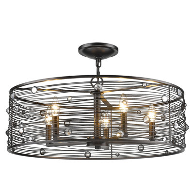 Lustre tambour unique à 5 lumières