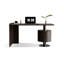 Bureau rectangulaire en bois massif et en bois manufacturé noir avec 2 tiroirs-109555049