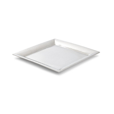 Artisan Hammered Stainless Steel Square Serving Tray, Large