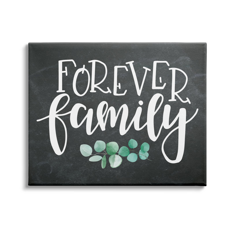 "Forever Family" Motivation, plante eucalyptus vert, art mural sur plaque par ND Art, H 30 po x l 40 po, Toile tendue