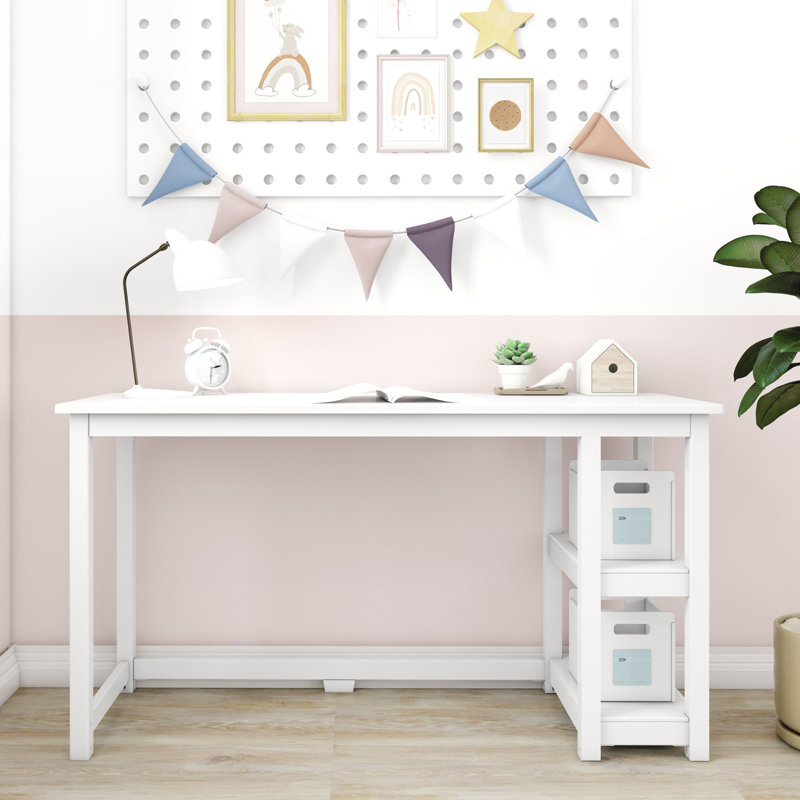 Grand bureau avec tablettes Lalitha, Blanc