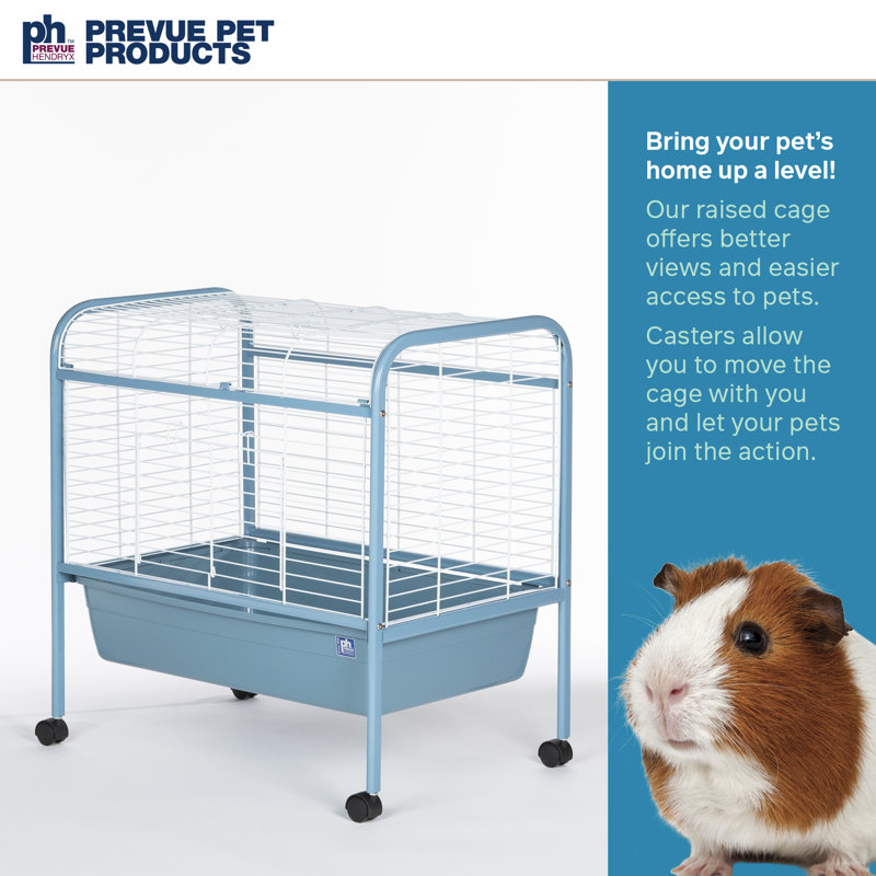Blue Metal and Plastic Small Animal Cage with Rolling Stand