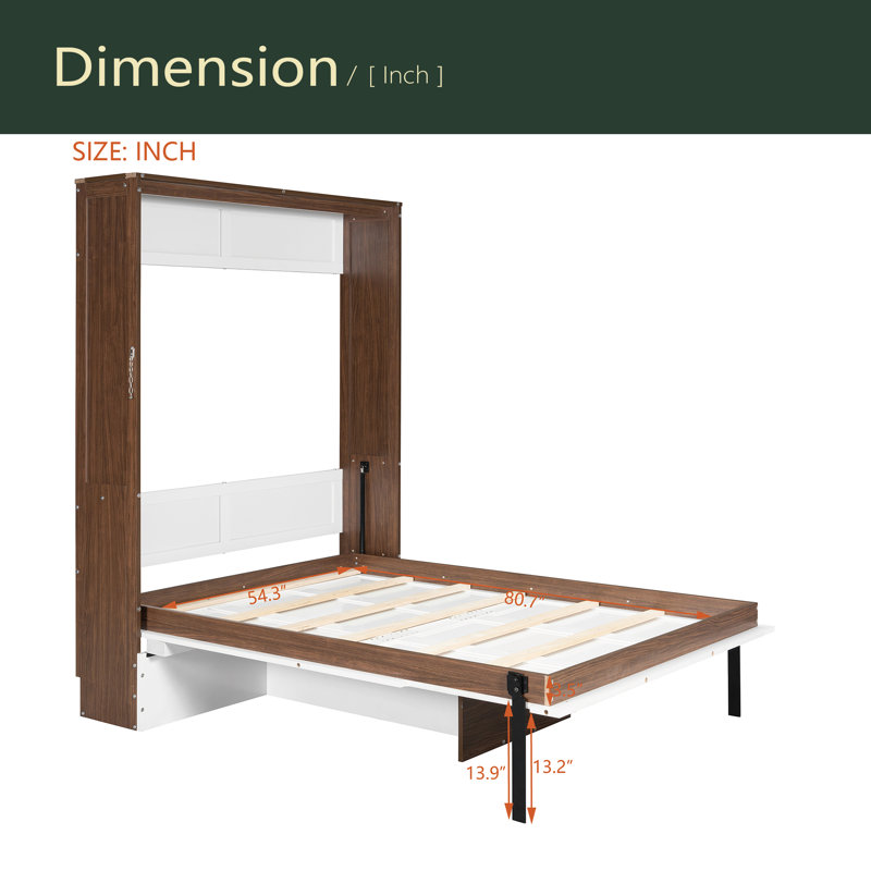 Lit escamotable double avec bureau pliable - Lit mural peu encombrant, Blanc