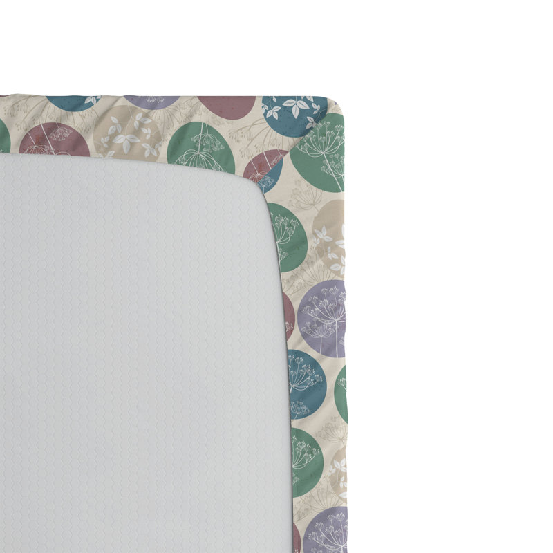 Drap-housse botanique à pois Ambesonne Art géométrique ivoire et multicolore, Drap-housse simple TG
