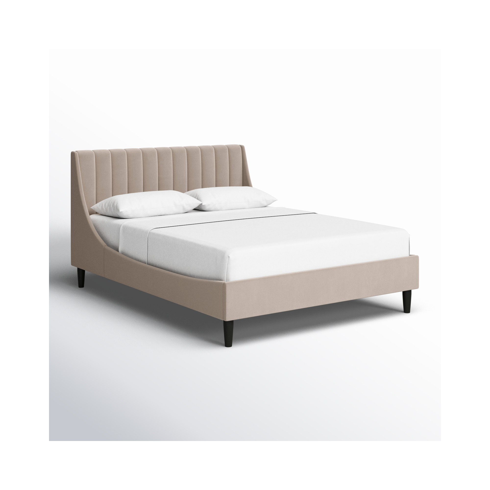 Helaina Upholstered Wingback Bed, Mink Velvet, Queen