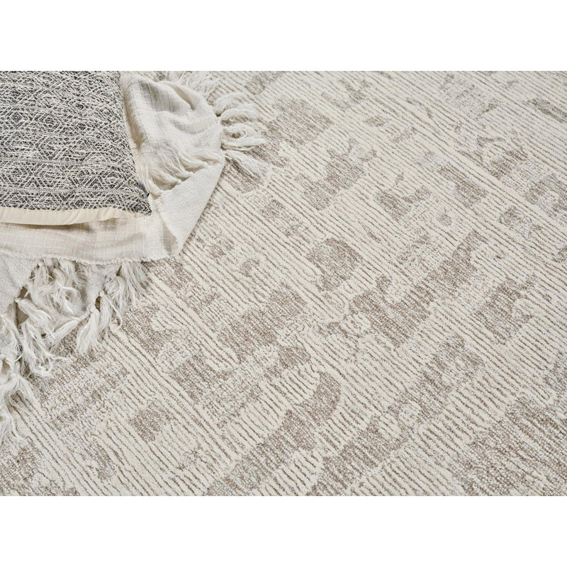 Aspen Hand Tufted Abstract Area Rug, Natural Beige/Ivory, Rectangle 8' x 10'