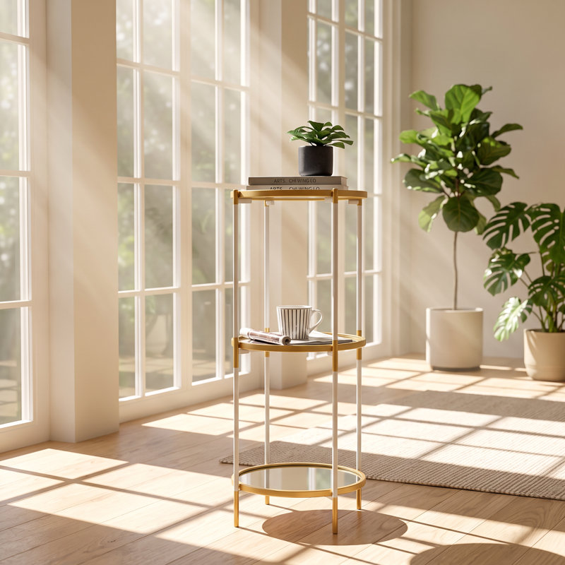 Mirrored Glass Top End Table