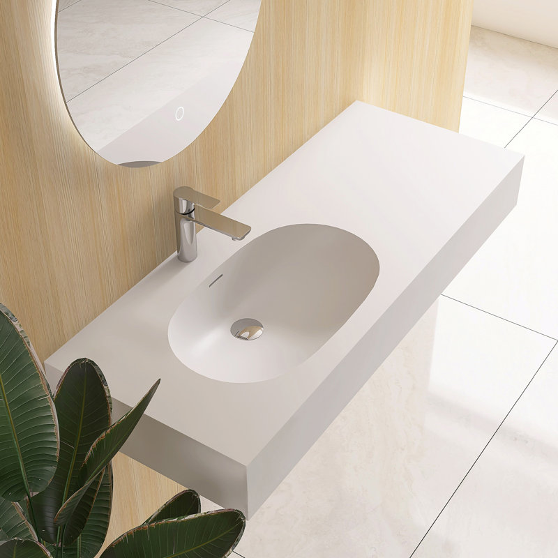 Lavabo de salle de bain mural en pierre 47 po