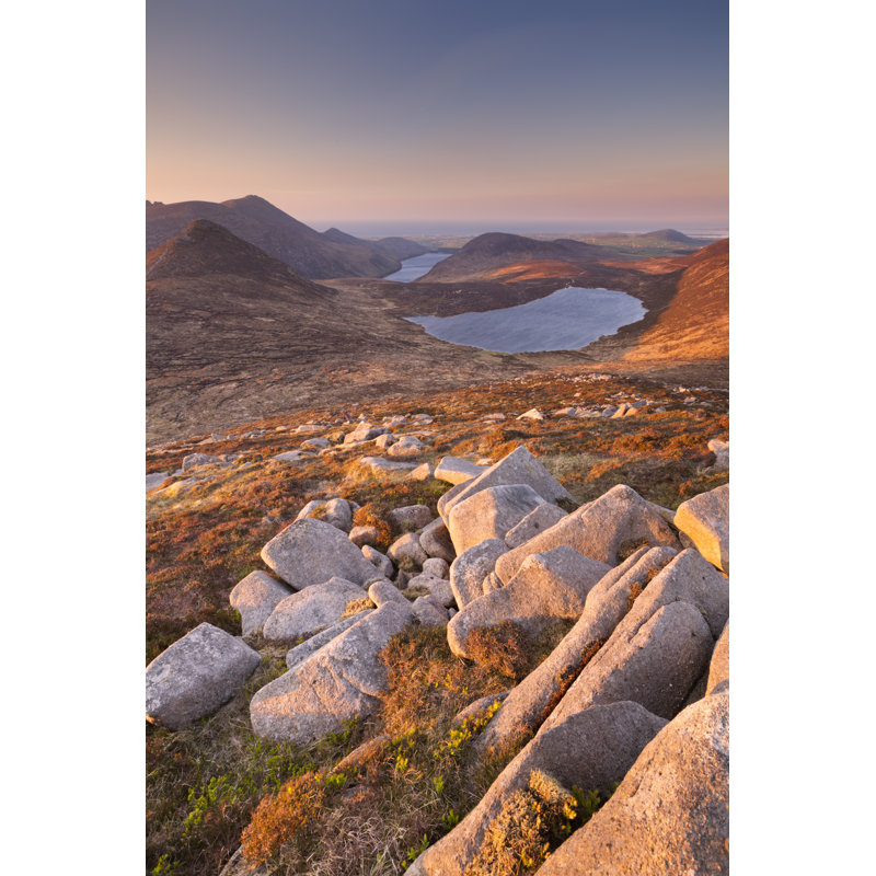 Deen Sunrise Over The Mourne Mountains And Lakes In Northern Ireland - Wrapped Canvas Print, 122cm H x 81cm W x 3.8cm D