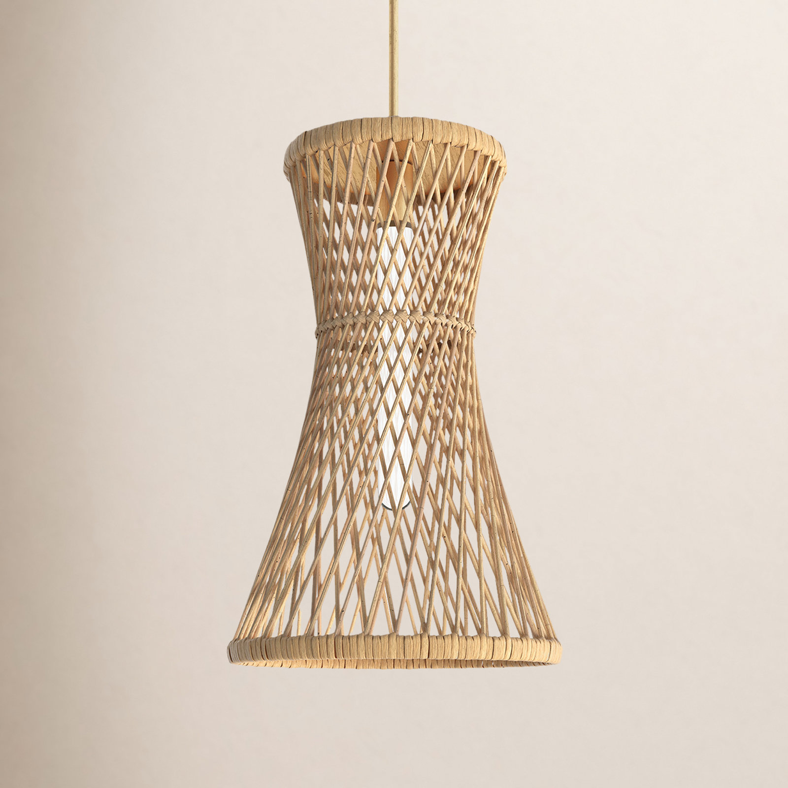 Marselle Single Light Reed Dimmable Pendant, Burnished Gold