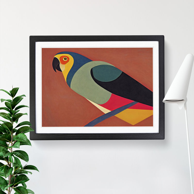XH1022-6786X Parrot Abstract Vol.2 - Single Picture Frame Print, 46cm H x 64cm W x 2cm D, Black