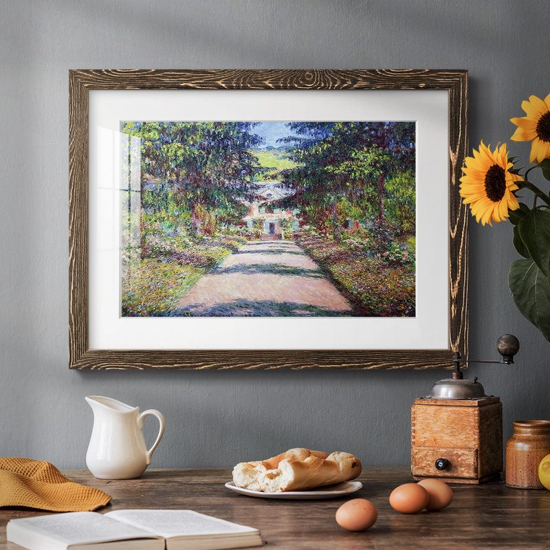 Sentier dans le jardin de Monet à Giverny, 1900, H 18 po x l 26 po x P 1,5 po, Noyer