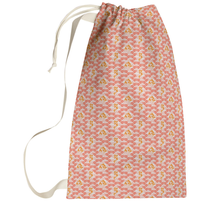 Sac à linge à poissons vagues koi, Petit (H 64 po x l 20 po x P 1,5 po), Orange
