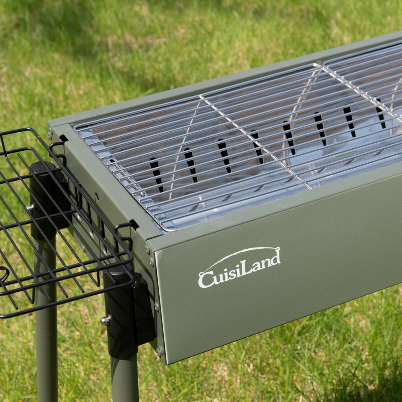 Barbecue au charbon portatif 14 po avec tablettes Cuisiland