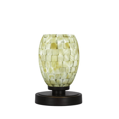 Lannah Accent Lamp Shown In Dark Granite Finish With 5" Ivory Glaze Seashell Glass