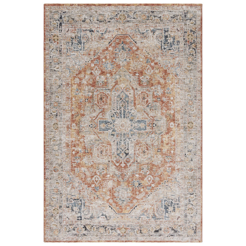 Silverado 110 Area Rug In Rust / Blue, Round 6'4"