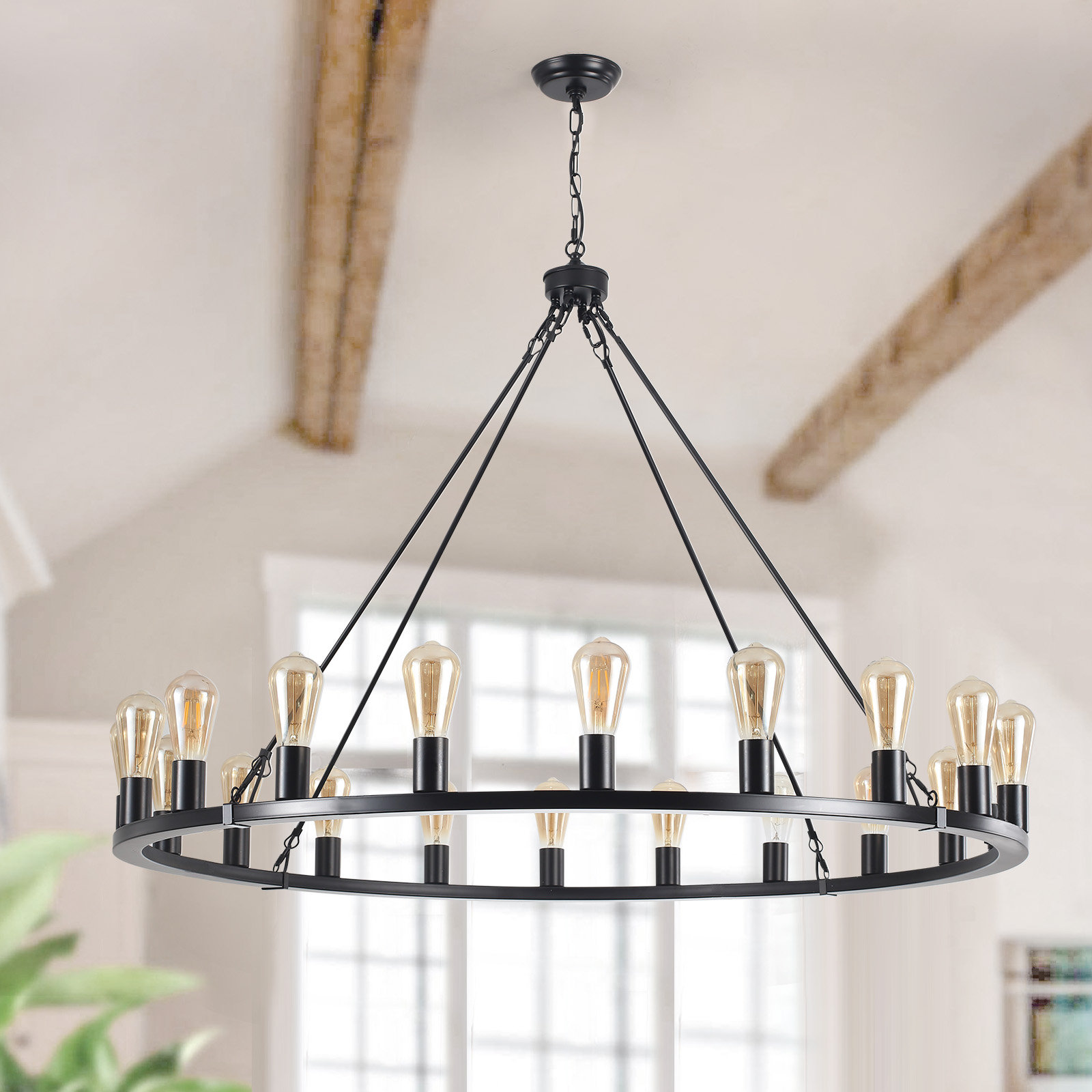 Gracie Oaks Romyn 20 - Light Dimmable Wagon Wheel Chandelier | Wayfair