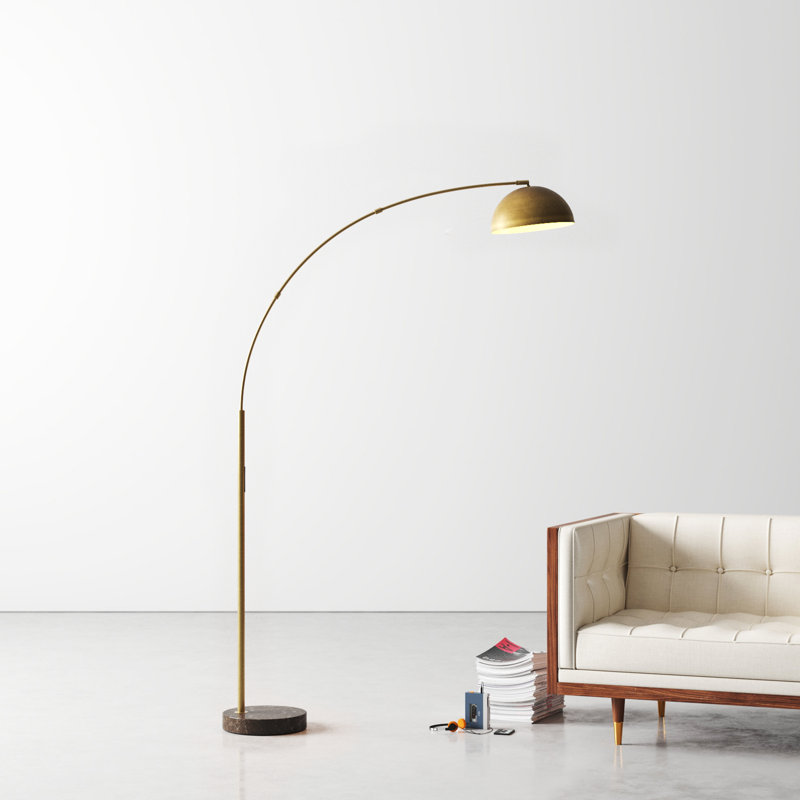 Badlingham 71.5'' Brown Marble LED Arched Floor Lamp