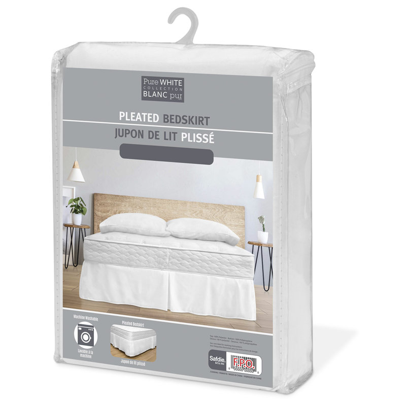Pleated Bed Skirt, King, White