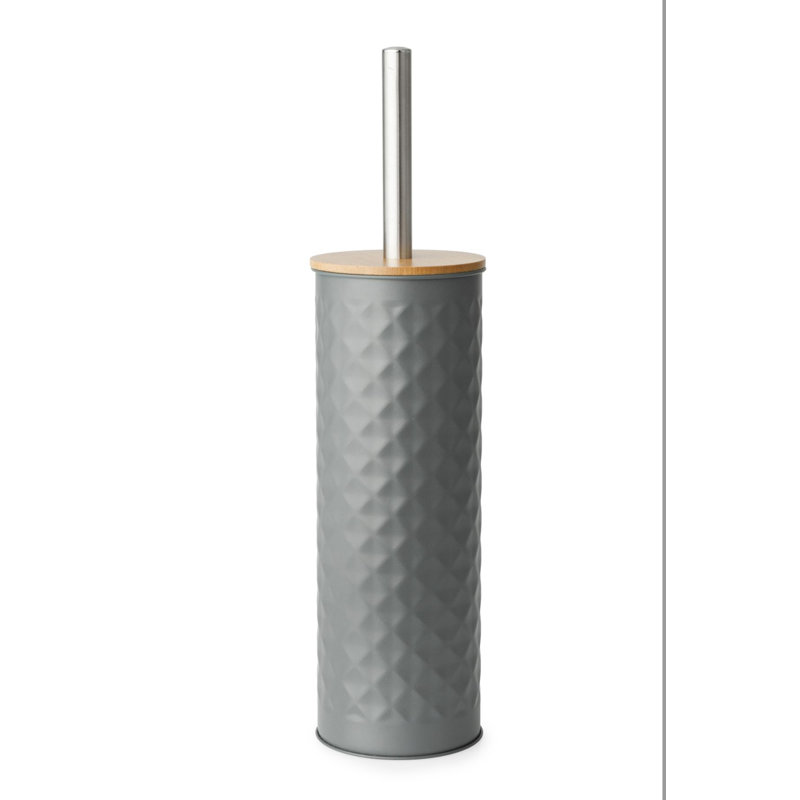 Toilet Brush with Bamboo Lid - Grey