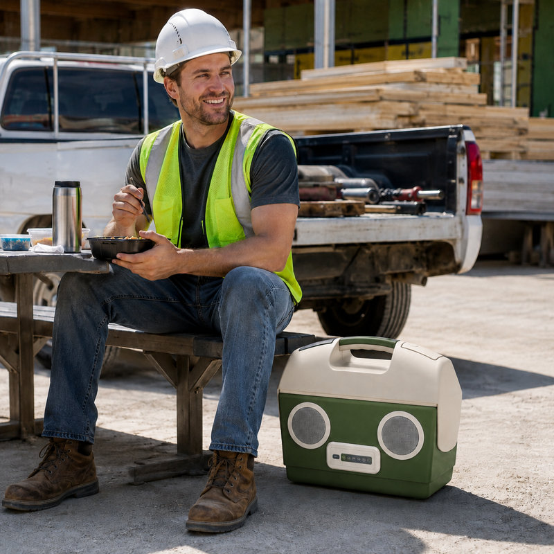 Glacière rigide portative 10 L/12 canettes avec haut-parleurs Bluetooth verts, Vert