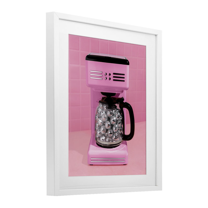 «Disco Coffee Over Pink», reproduction encadrée sous verre, design par Lish Creative, 21 x 17