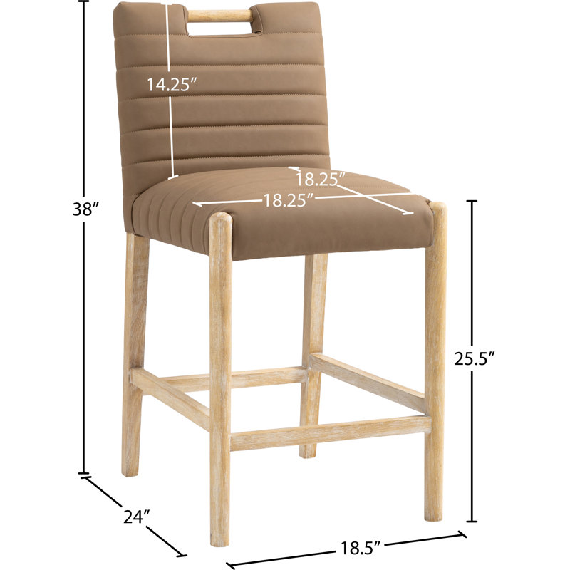 Aimee Vegan Leather Counter Stool, Brown Vegan Leather , Natural