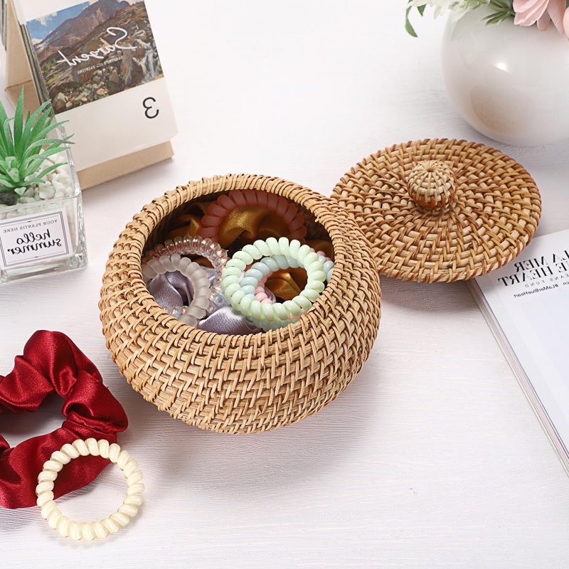 Round Rattan Boxes with Lid