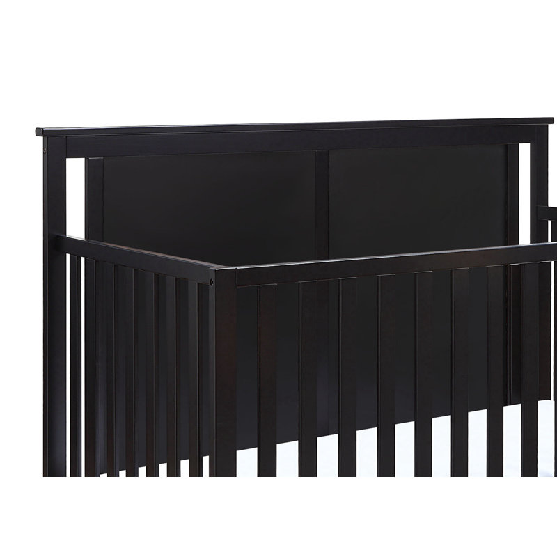 Lit de bébé Connelly Mini avec surmatelas noir / noyer rétro, Noir