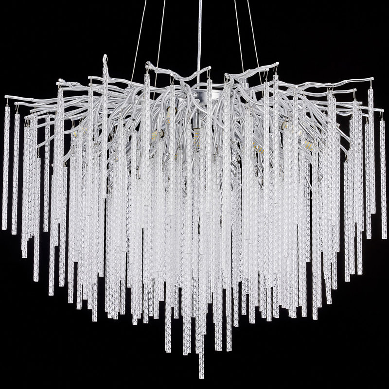 Icicle Modern Crystal Tree Branch Chandelier, Gold, D24", Silver, 18.5" H x 31.5" W x 31.5" D