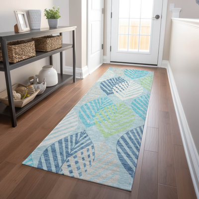 Tapis bleu sarcelle lavable à la machine Premium Prisco