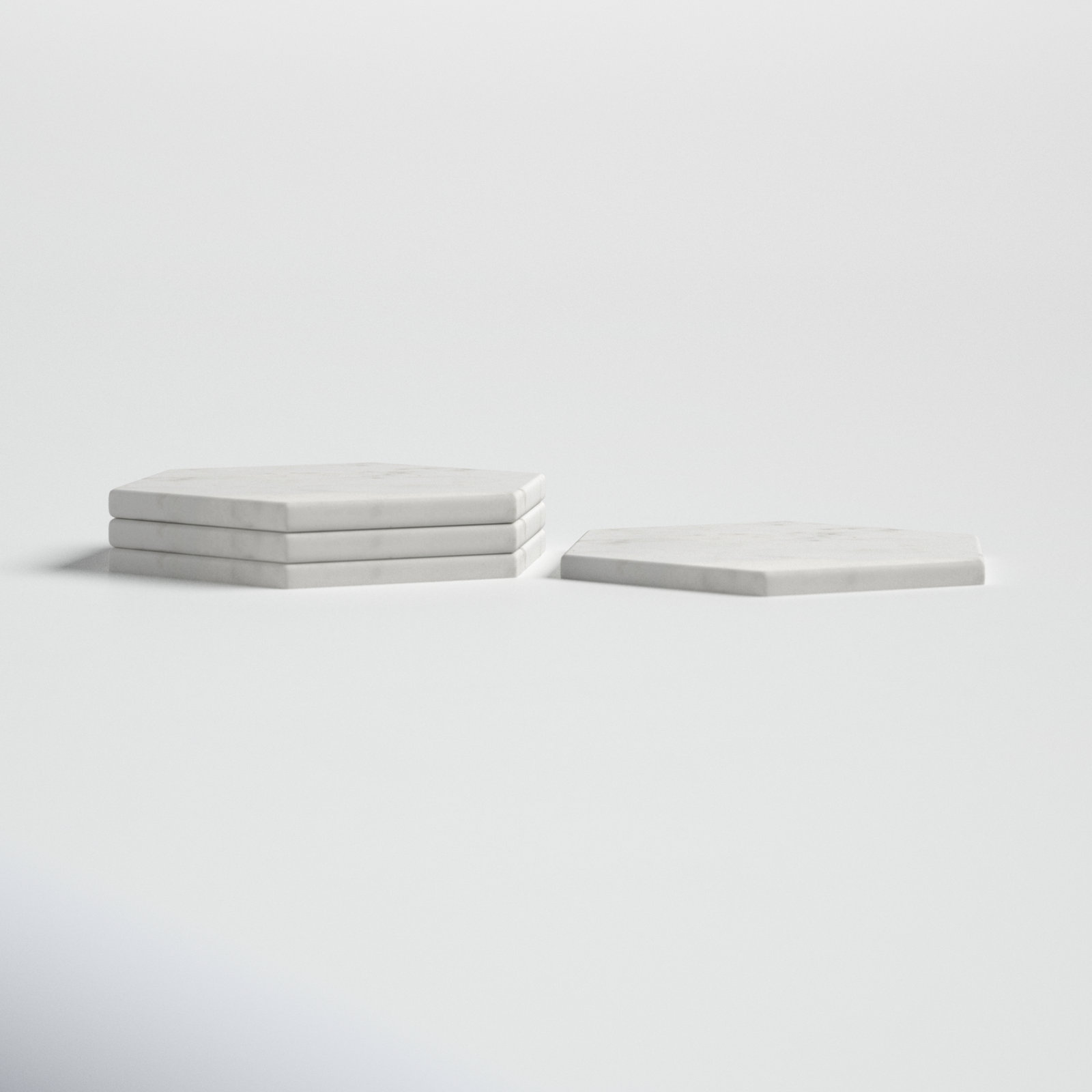 Delray White Marble Hexagon Coaster Set