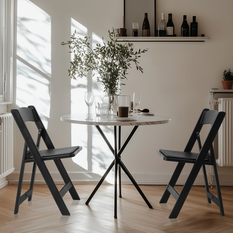 Chaise pliante simple rembourrée en plastique noir, Noir
