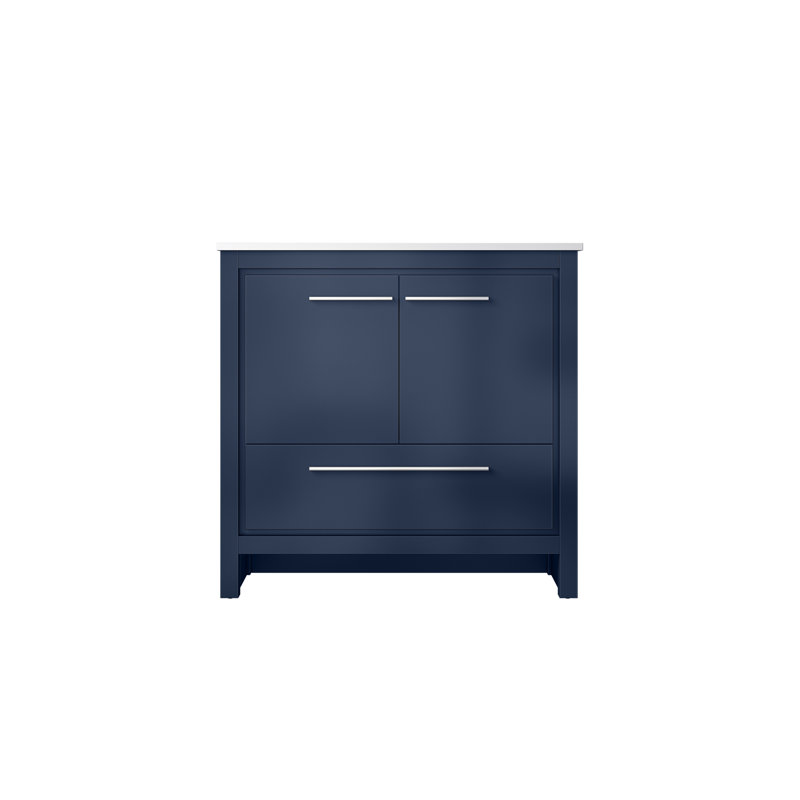 Meuble-lavabo avec plateau en marbre de culture, Bleu marine