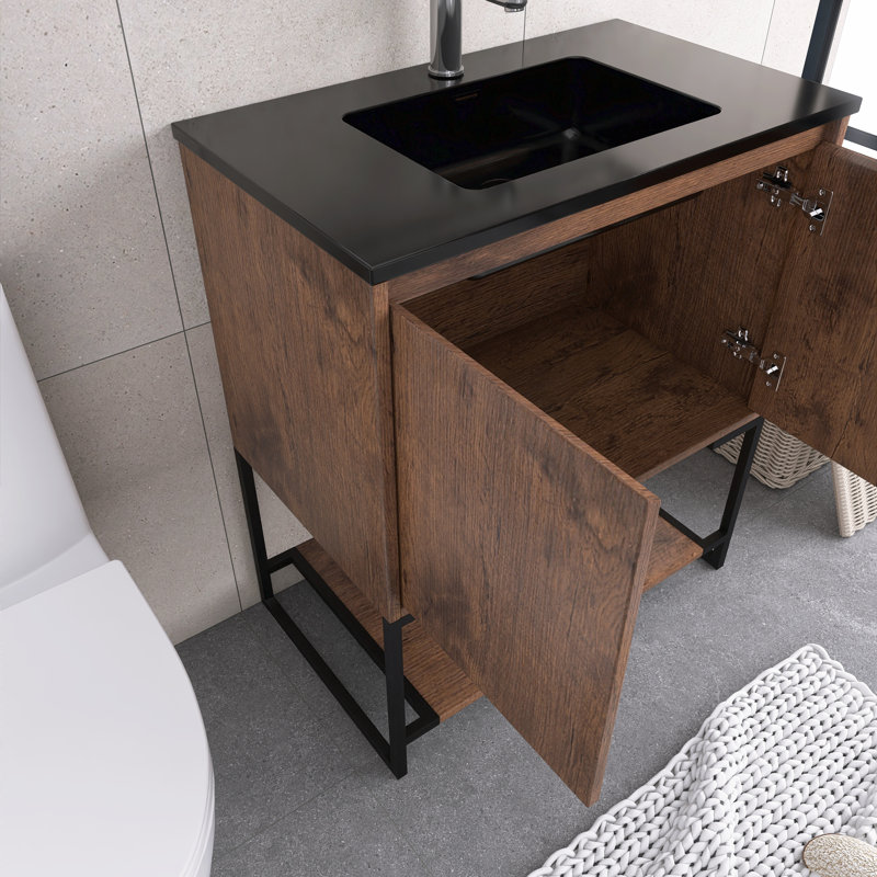 Meuble-lavabo sur pied simple 30 po avec surface solide