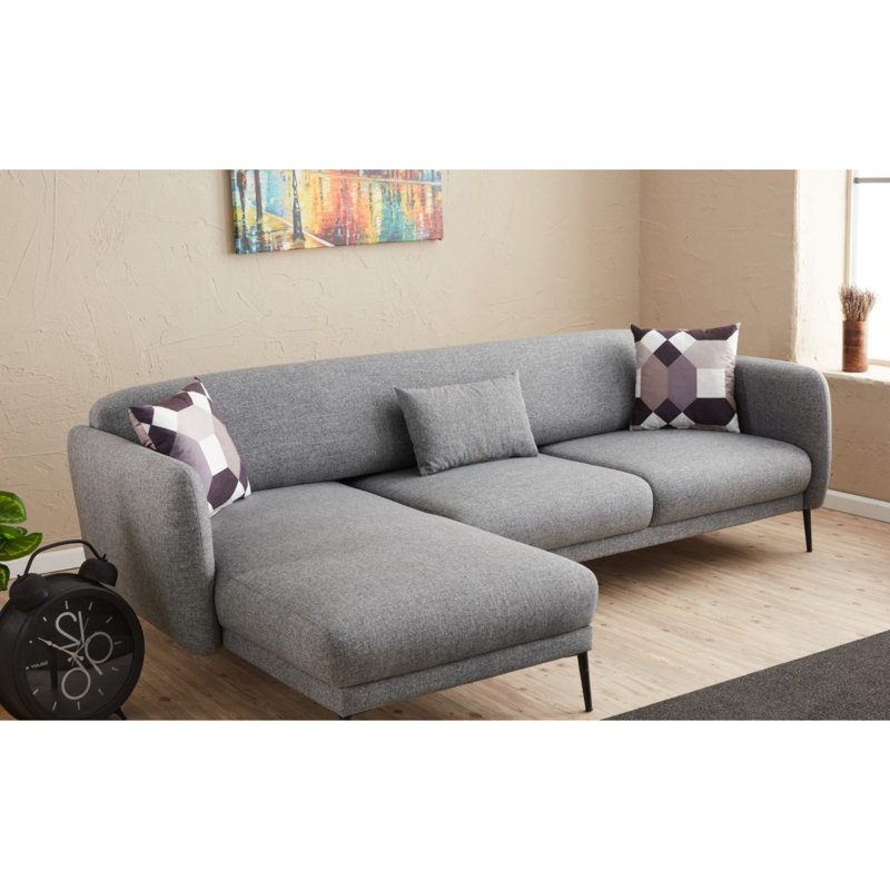 Regna 4 Seater Corner Sectional, Left Hand Facing, Grey, Grey