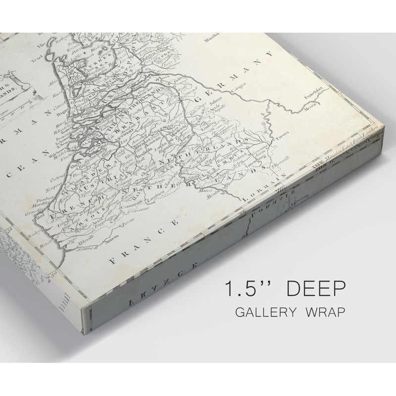 « map of the néerlandaise »-impression sur toile tendue, H 10 po x l 10 po x P 1,5 po