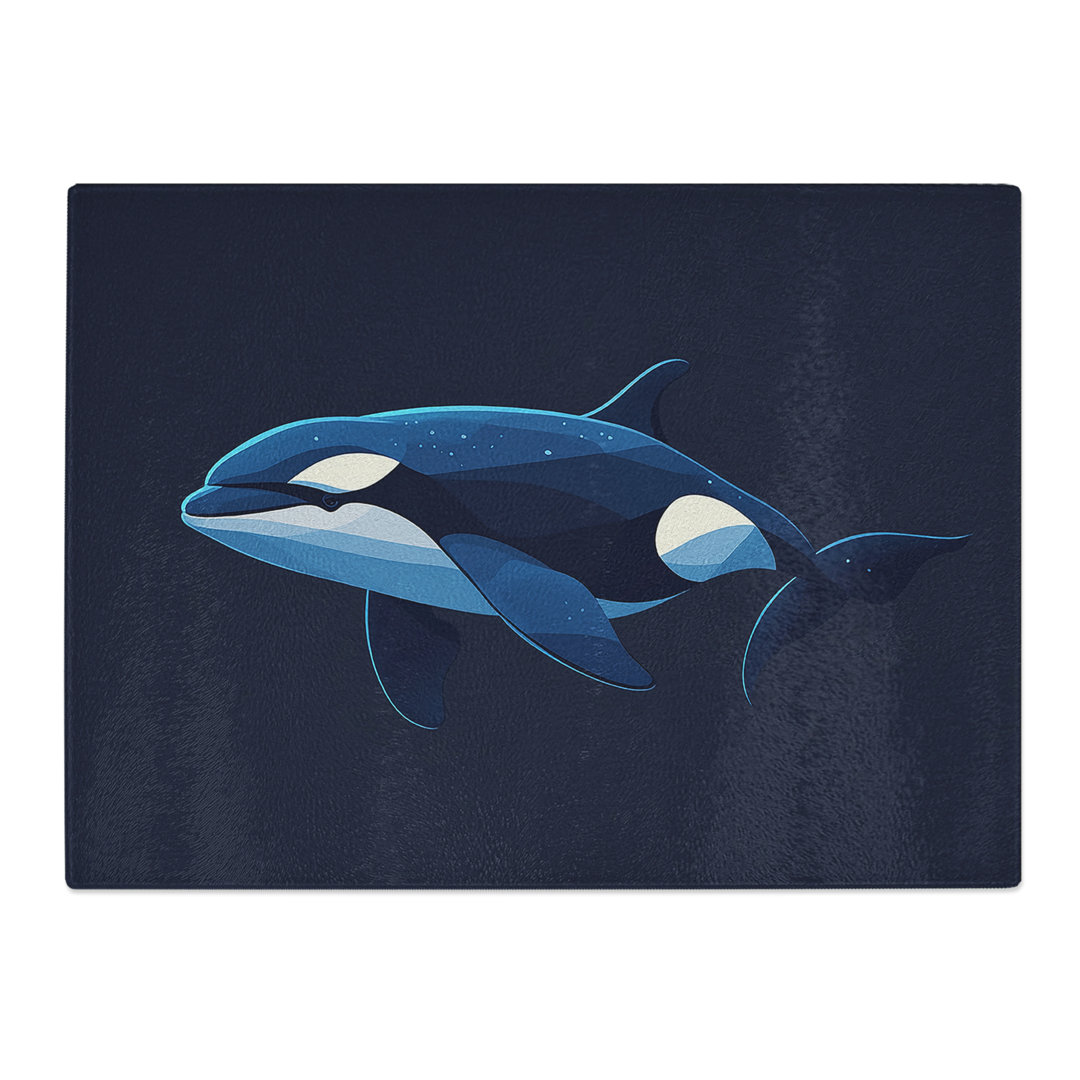 Orca Whale Illustration  Glass Chopping Board