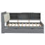 Lit plateforme en bois avec lit gigogne, tablettes et tête de lit avec rangement-533983493