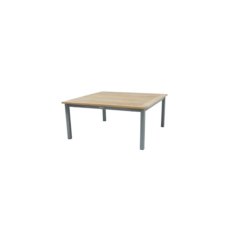 SoHo 42" Square Teak Aluminum Outdoor Coffee Table, Silver