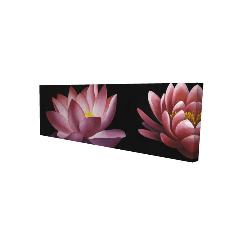 Motif de fleur de lotus - Toile noire botanique, H 20 po x l 60 po