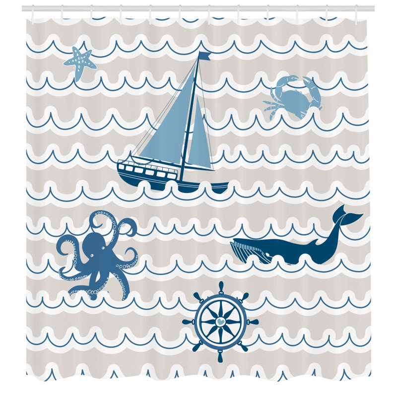 Shower Curtain with Hooks Included, 70" H x 69" W
