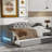 Upholstered Twin XL Size Daybed With LED Belt And Trundle, Gray