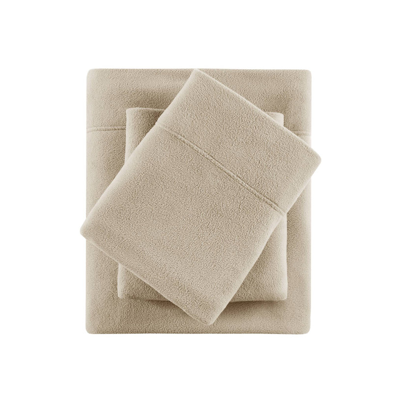 Khaki Twin XL Microfiber Fleece Sheet Set