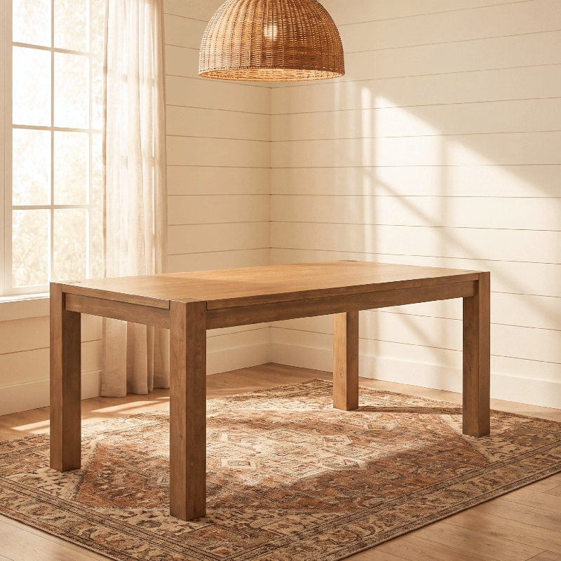 Table de salle à manger de style campagnard moderne 71 pouces NTC Block, H 29,92 po x l 70,87 po x P 35,43 po, Teak Look