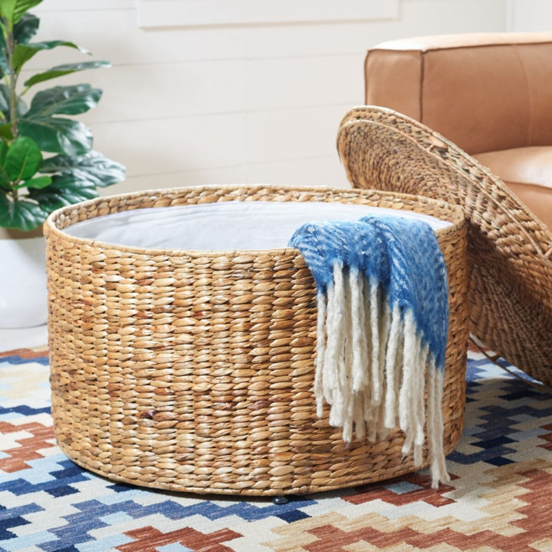 Postfield Wicker Storage Coffee Table, Stylish and Functional 29'' Round Table for Any Room & Office, Brown
