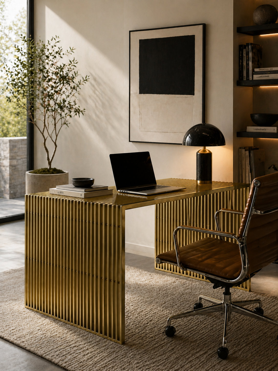 Jules 59 " Writing Desk, Gold