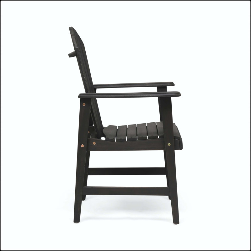 Chaise Adirondack en bois d'acacia avec conception à lattes traditionnelle, Gris foncé