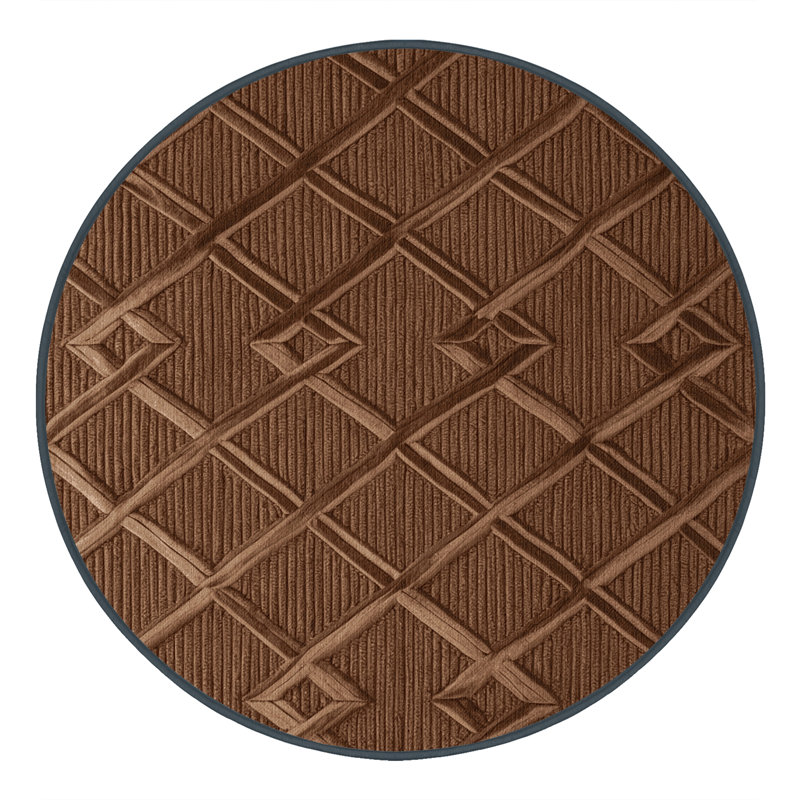 Tapis brun treillis lavable à la machine, Rond 5 pi