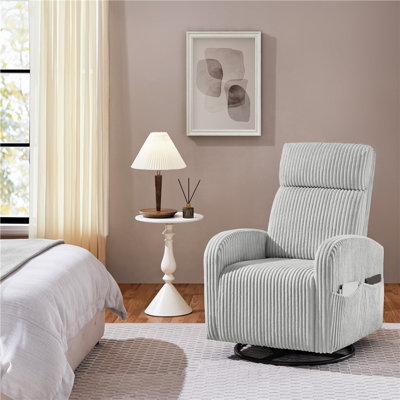Upholstered Swivel Glider, Gliding Rocker Chair for Nursery Room Living Room